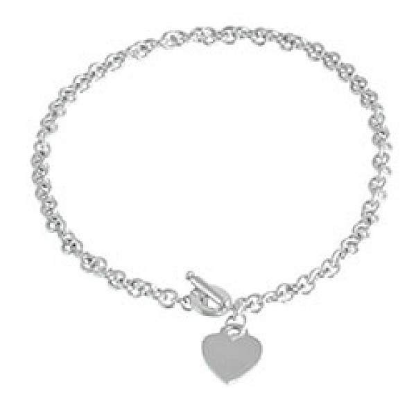 Polished Heart Charm Silver Necklace