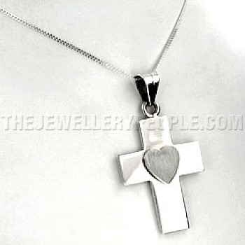 Heart Cross Silver Pendant