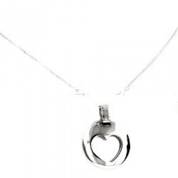 Heart Cut Out Pebble Silver Pendant - PT628