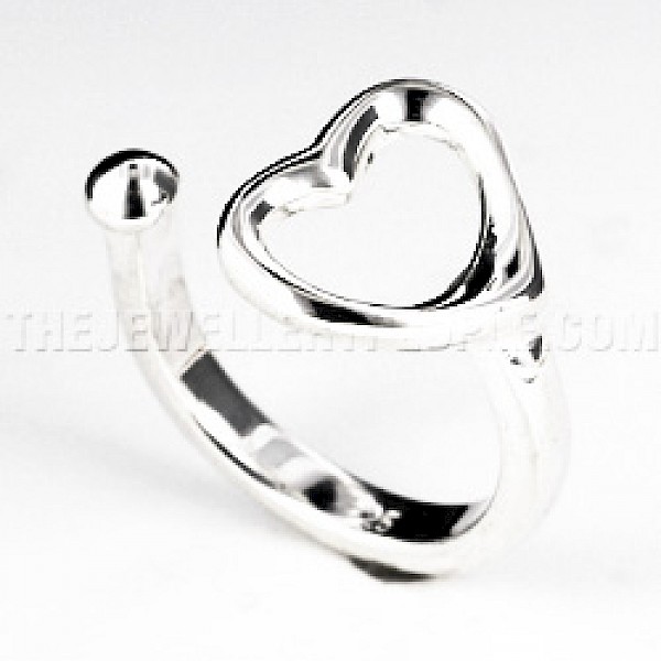 Heart Cut Out Shaped Silver Ring