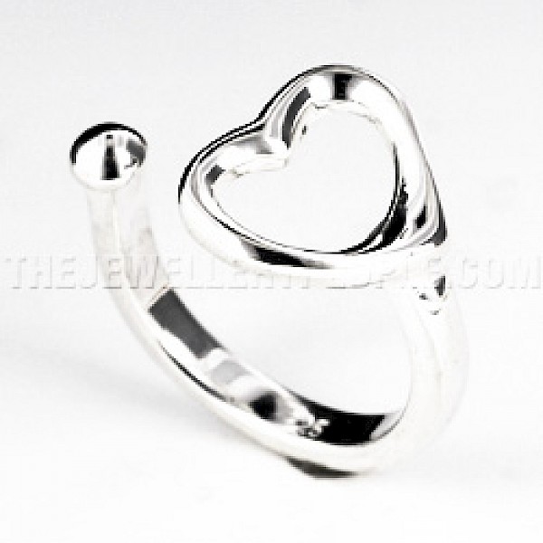 Heart Cut Out Shaped Silver Ring - RG101
