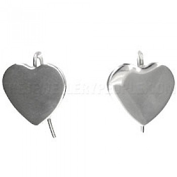 Heart Drop Silver Earrings - 12mm Wide