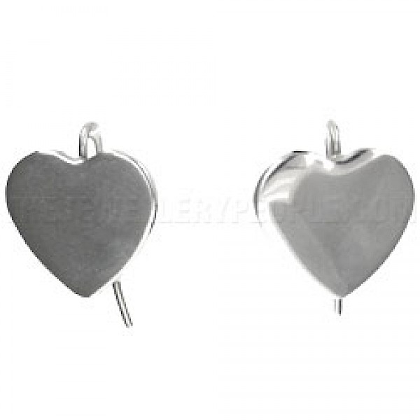 Heart Drop Silver Earrings - 12mm Wide