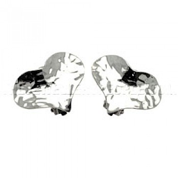 Heart Hammered Silver Clip-On Earrings - 23mm