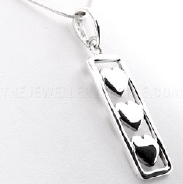 Heart Insert Rectangular Silver Pendant - PT169