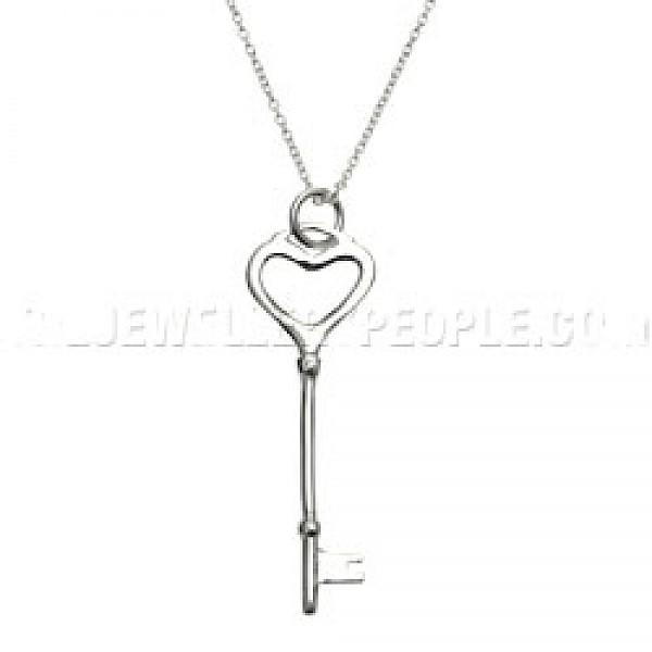 Heart Key Silver Pendant - PT563