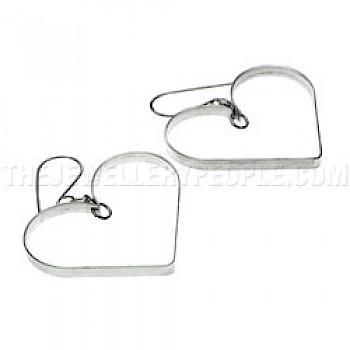 Heart Outline Silver Earrings - 40mm Long