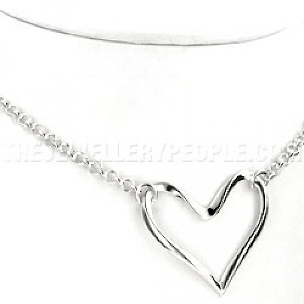 Heart Outline Silver Necklace