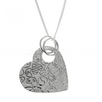 Heart Patterns Silver Heart Pendant - PT234