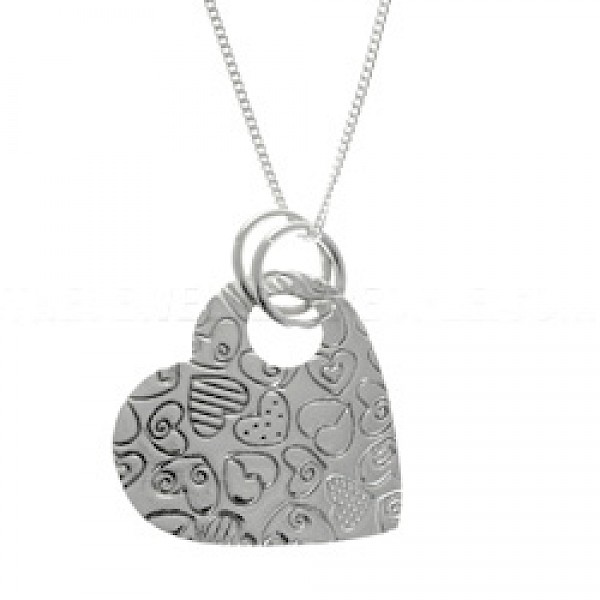 Heart Patterns Silver Heart Pendant - PT234