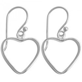Heart Rim Silver Drop Earrings - 23mm Wide