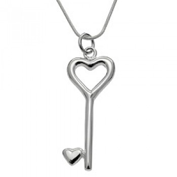 Hearts Key Silver Pendant