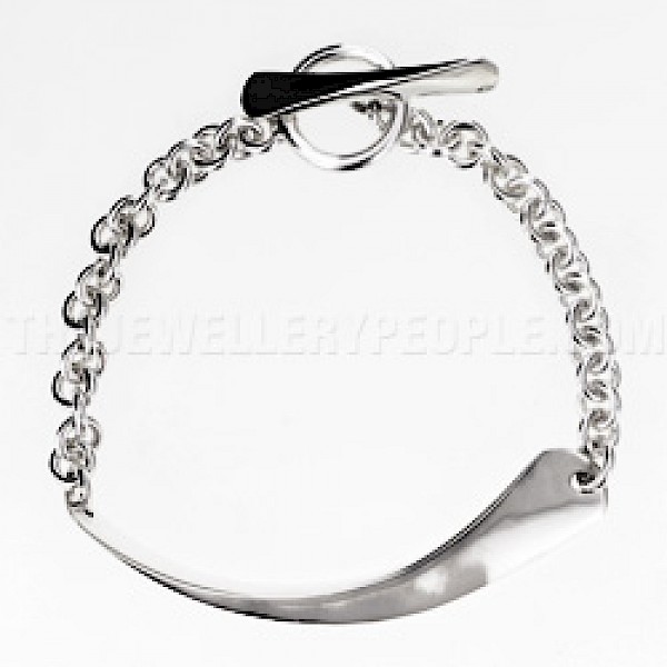 Heavy Curved Bar Silver Bracelet