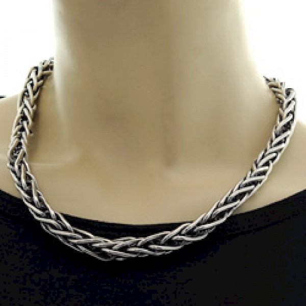 Heavy Link Oxidised Silver Necklace - 8mm Wide