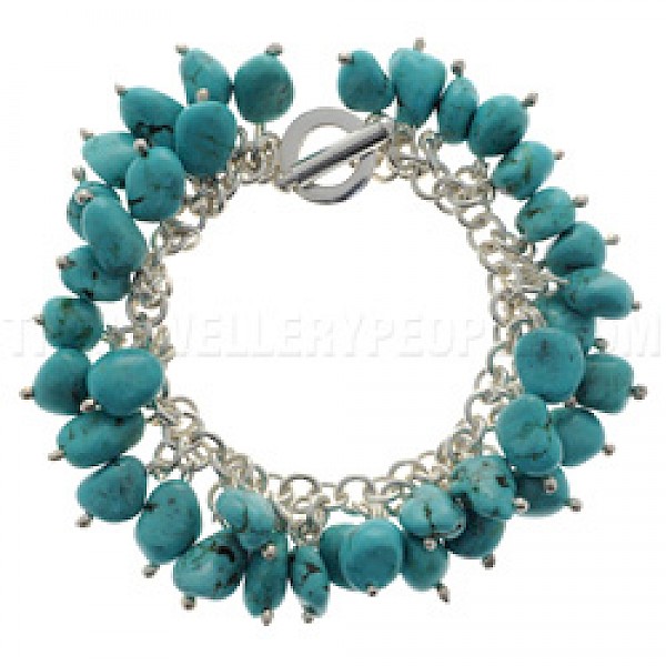 Heavy Turquoise Chunks & Silver Bracelet