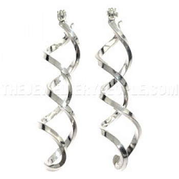Double Helix Silver Earrings