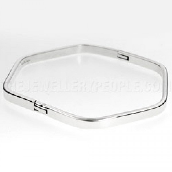 Hinged Hexagonal Silver Bangle - 5mm Solid
