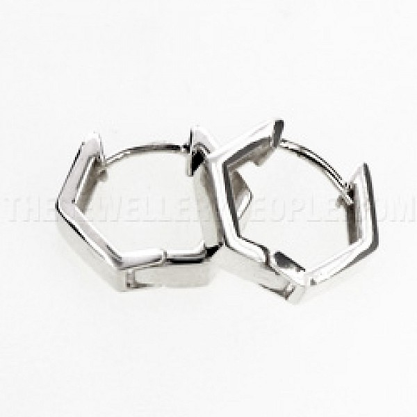Hinged Hexagonal Silver Earrings