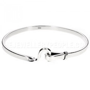 Hook Catch Silver Bangle - 4mm