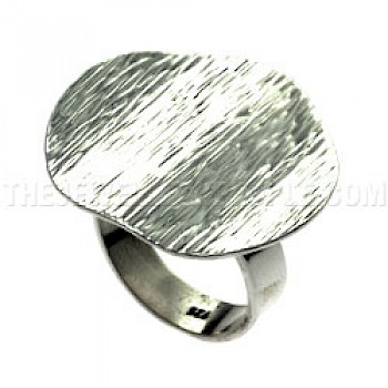 Rippled Disc Silver Ring