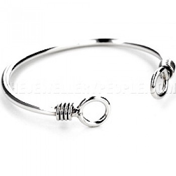Hooped End Silver Cuff Bangle - 3.5mm Solid