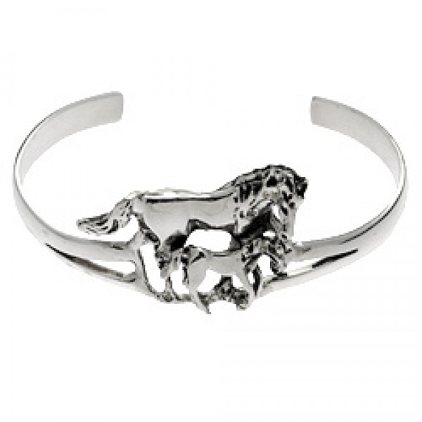 Horse & Foal Silver Bangle