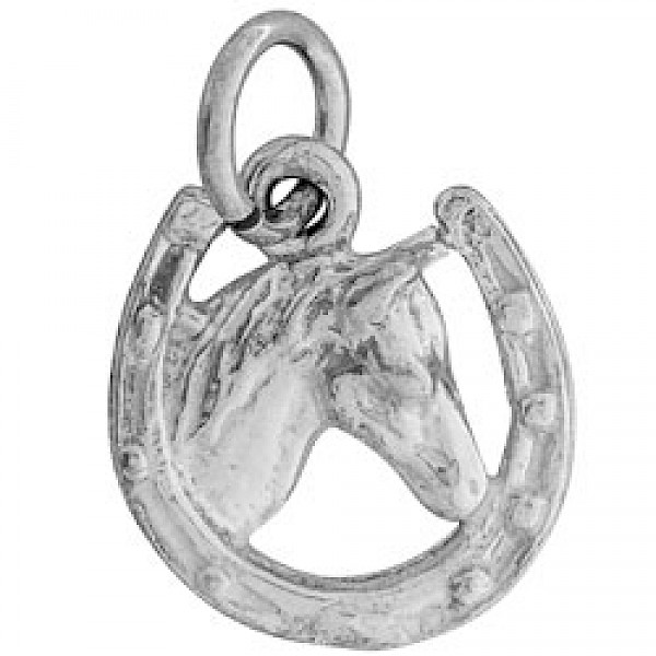 Horse In Shoe Silver Charm - 2617