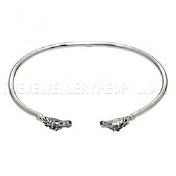 Horse Open Silver Bangle