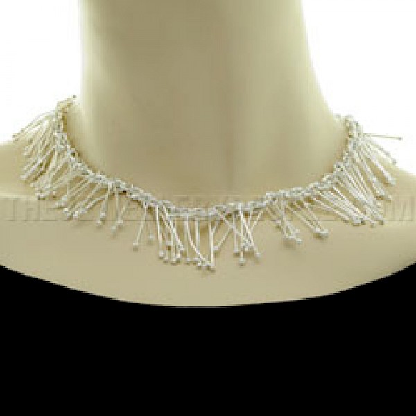 Icicle Silver Necklace - 16" long