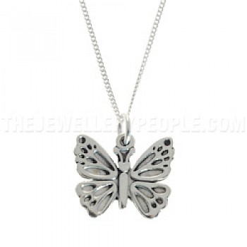 Inset Butterfly Silver Pendant - PT219
