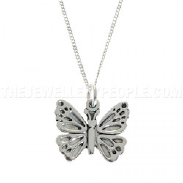 Inset Butterfly Silver Pendant - PT219