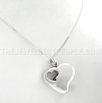Inset Heart Boxed Silver Pendant