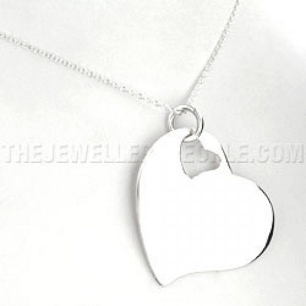 Inset Heart Silver Pendant - PT023