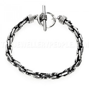 Interlinked Oxidised Silver Bracelet - 5mm Wide