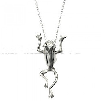 Jointed Silver Frog Pendant - 45mm Long