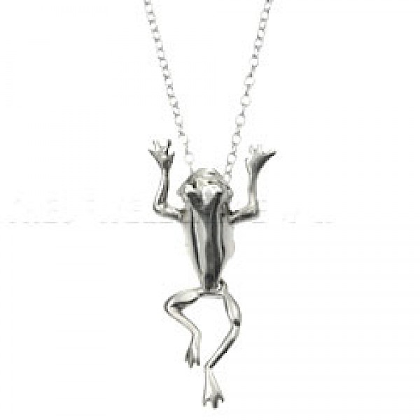 Jointed Silver Frog Pendant - 45mm Long - AL034