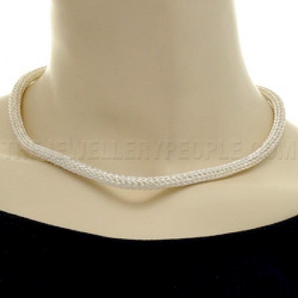 Knitted Rope Silver Necklace