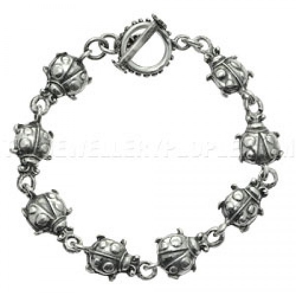 Ladybirds Silver Bracelet - 12mm Wide