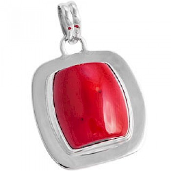 Large Dyed Red Coral Pendant