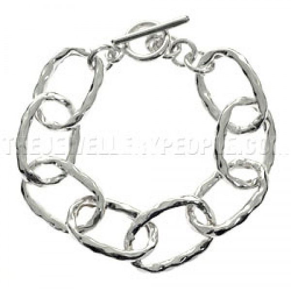 Large Hammered Silver Links Bracelet