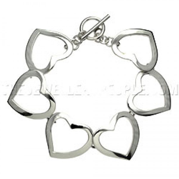 Large Open Hearts Silver Bracelet