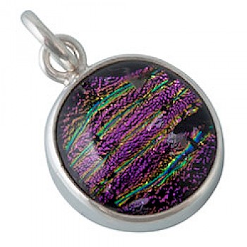 Large Pink Dichroic Glass Pendant - DC076