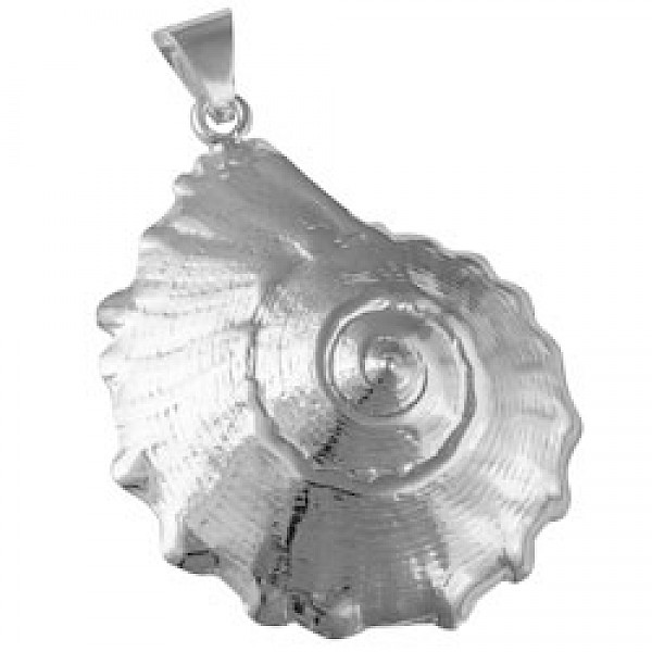 Large Silver Shell Pendant - 70mm Long - OC056