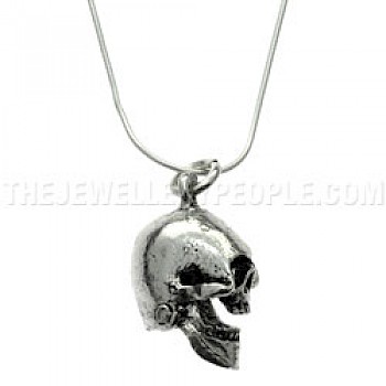 Large Skull Silver Charm