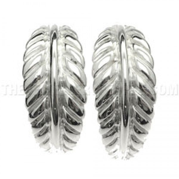 Leaf Curved Silver Earrings - 25mm Long