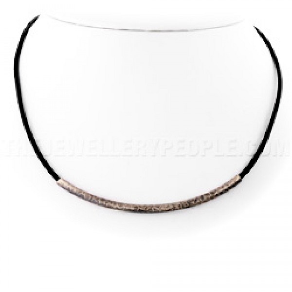 Leather & Oxidised Silver Tube Necklace - 18" long