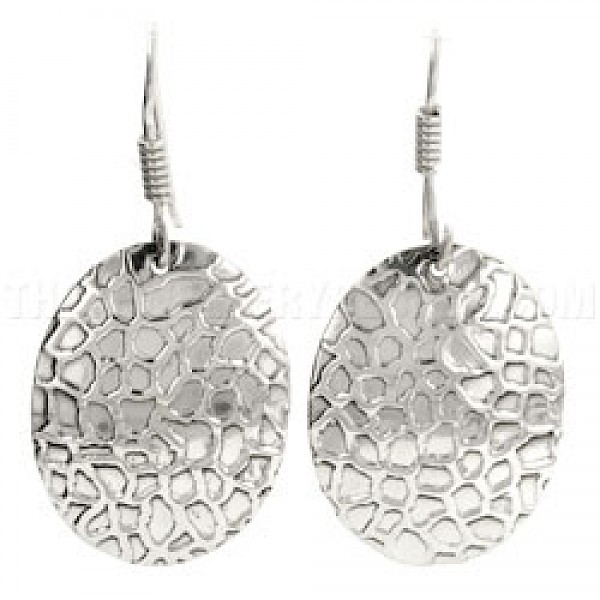 Leopard Skin Oval Silver Earrings - 24mm Wide