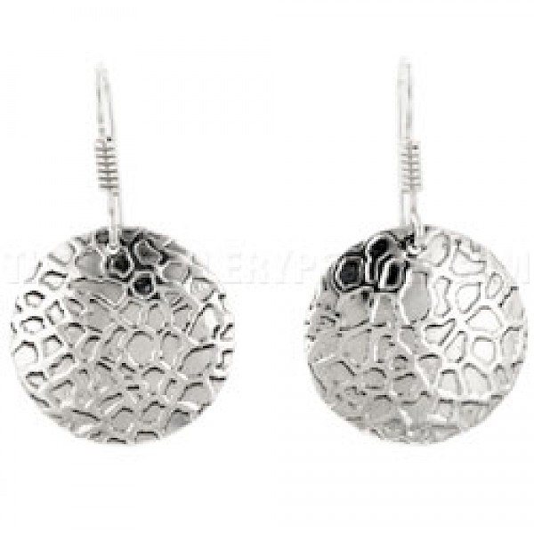 Leopard Skin Round Silver Earrings - 26mm Wide