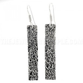 Leopard Skin Strip Silver Earrings - 75mm Long
