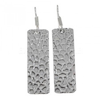 Leopard Skin Tab Silver Earrings - 65mm Long